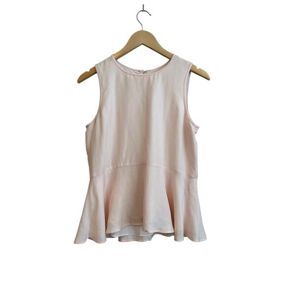 NEW Club Monaco Seymour Linen Blend Peplum Sleeveless Pale Pink Top Size Small - Picture 4 of 9